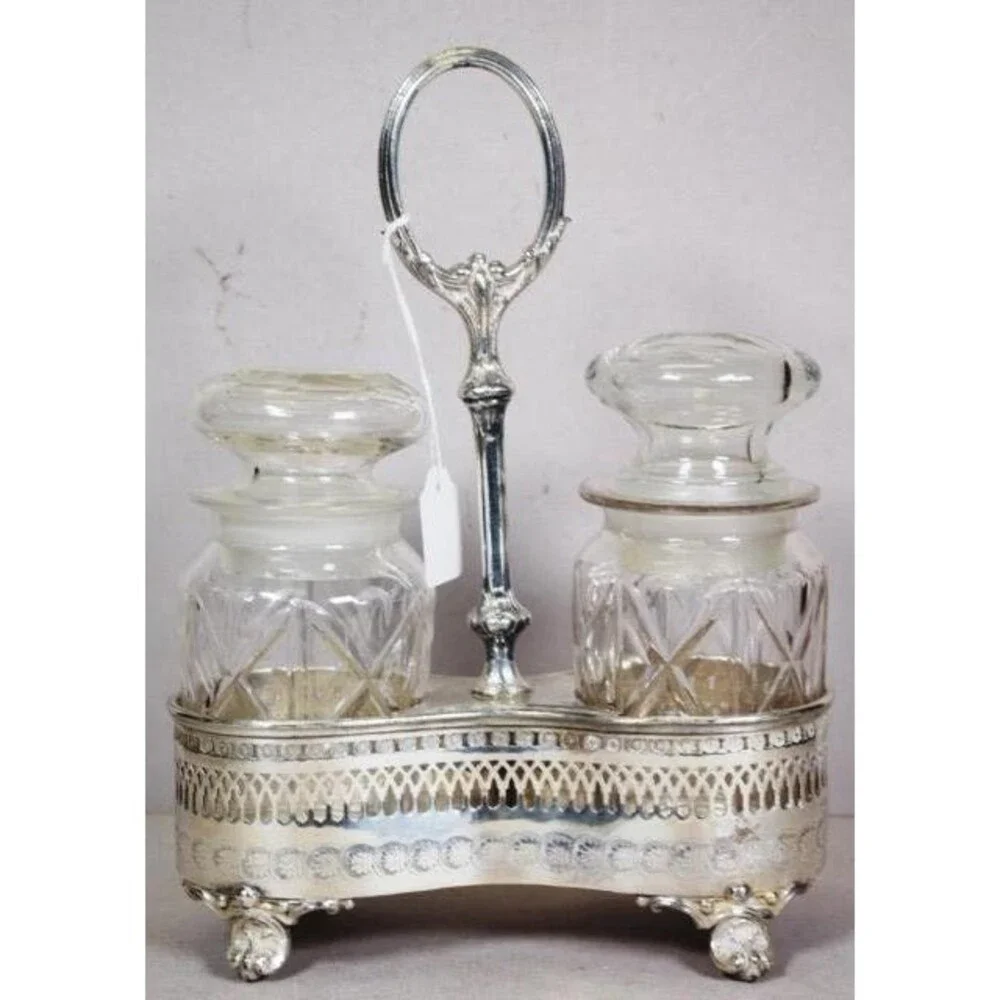 Cut Crystal Cherry Jar Vanity w Lid Antique Victorian Glass ABCG Era Barware VTG